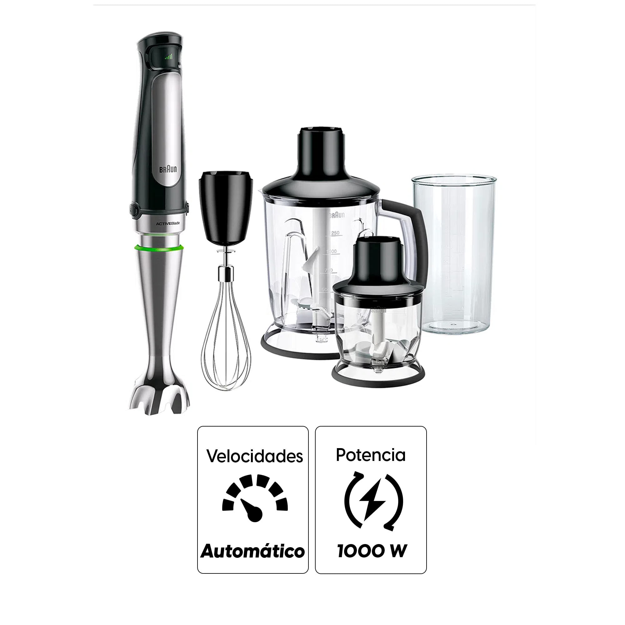 Imagen 2 del producto Batidora Braun Minipimer 7 MQ7045X 1000w, control automático de velocidad, negro