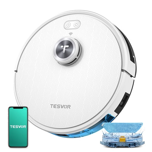 Imagen 1 del producto Aspirador Tesvor Robot S7 Pro, 5200mAh, duración 180 minutos, compatible Alexa y Google Home, blanco