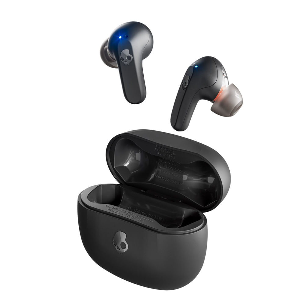 Audífonos bluetooth True Wireless Skullcandy Rail resistente al agua IP55, 42 horas con estuche de carga, control de música y llamadas, negro
