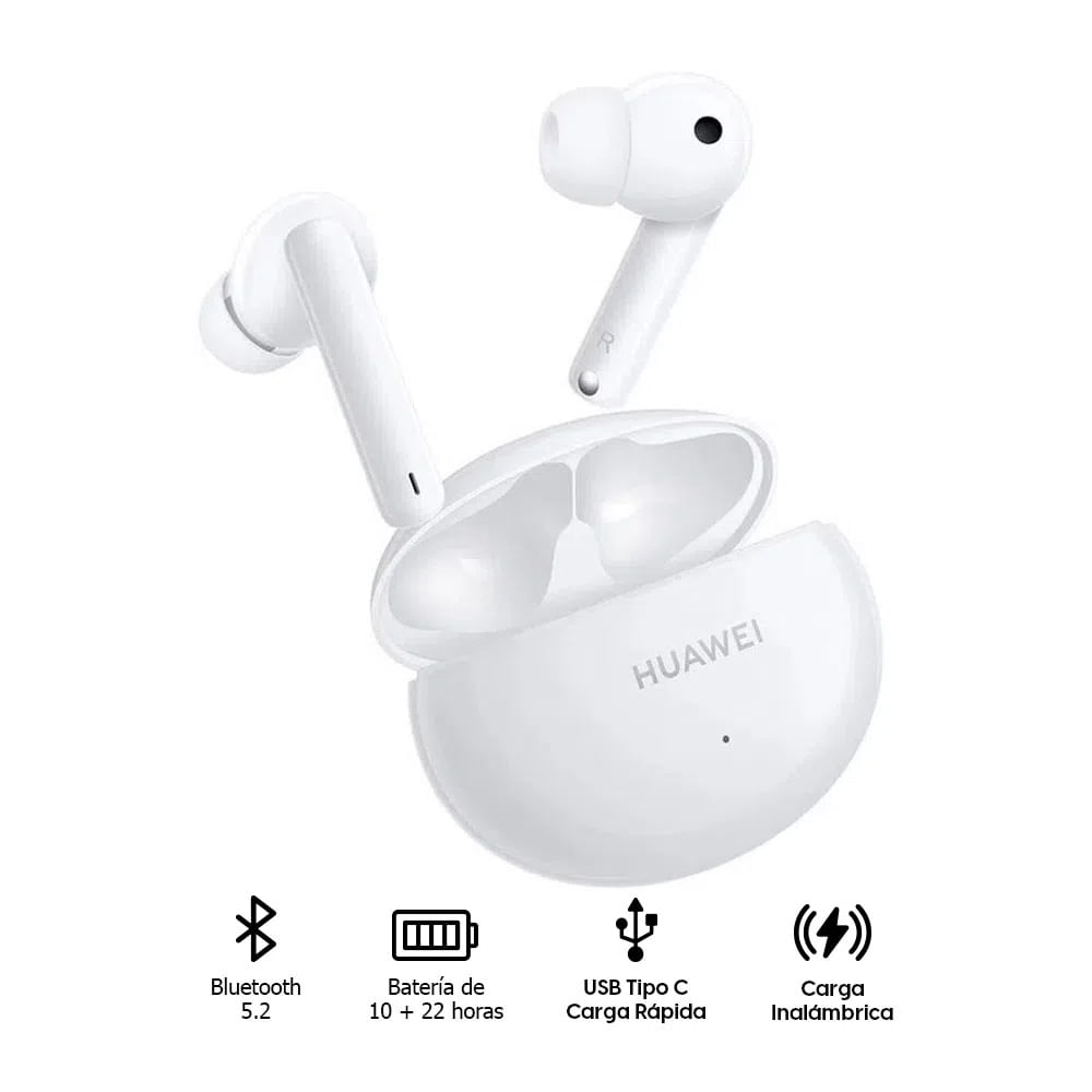 Imagen 2 del producto Reacondicionado: Audífonos bluetooth True Wireless Huawei Freebuds 4i dos micrófonos integrados, duración máx. 10 horas, carga inalámbrica Qi, blanco