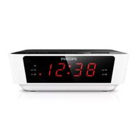 Reacondicionado: Radio reloj despertador Philips AJ3116 temporizador, FM, blanco