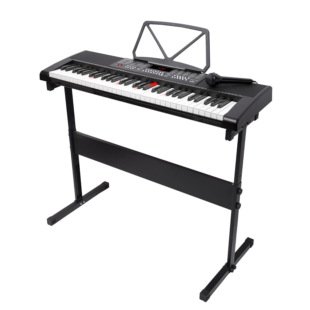 Órgano electrónico portable Decibel KL-97 pantalla led, 61 teclas, 255 timbres, incluye soporte y micrófono, negro