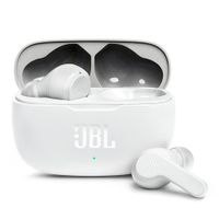 Audífonos bluetooth True Wireless JBL Vibe 200 resistente al agua IPX2, duración máx. 5 horas, control de música y llamadas, blanco