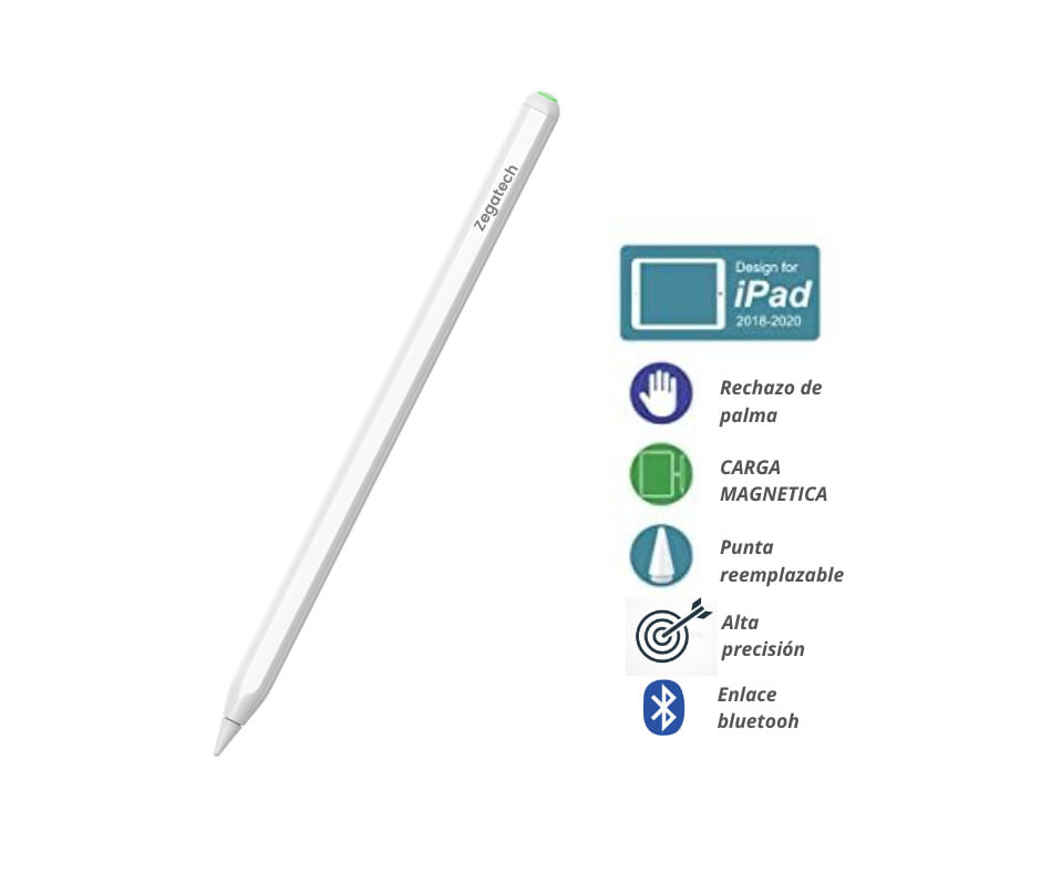 Imagen 2 del producto Pencil para iPad con carga magnética, Bluetooth, premium alternativo, compatible con Air 4/5, Pro (11"" y 12.9"") y Mini 6, blanco