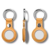 Funda para AirTag pack x2 cuero sintético con llavero amarillo