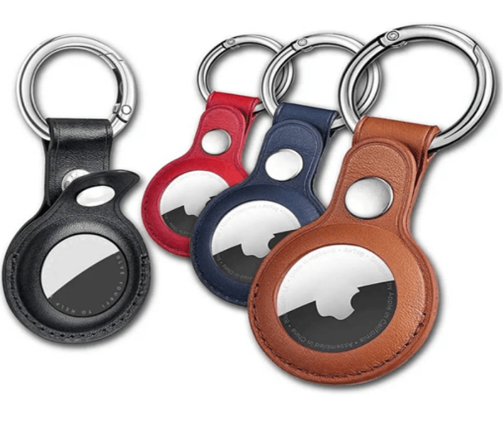 Imagen 2 del producto Funda para AirTag pack x2 cuero sintético con llavero amarillo