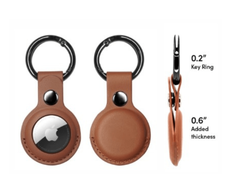 Imagen 2 del producto Funda para AirTag pack x2 cuero sintético con llavero marrón