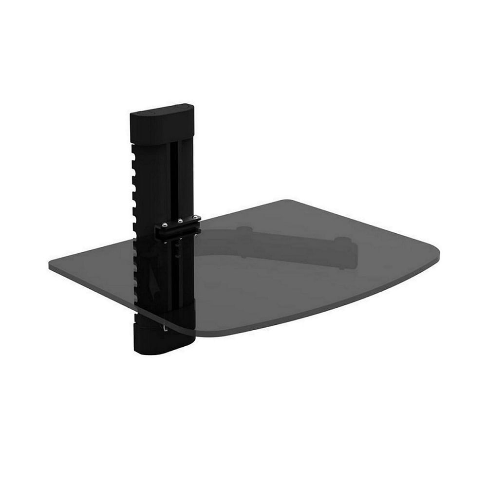 Repisa Expo Rack ERVT-2 para Blue Ray/DVD/Deco, vidrio templado 5 mm, altura regulable, organizador de cables, negro