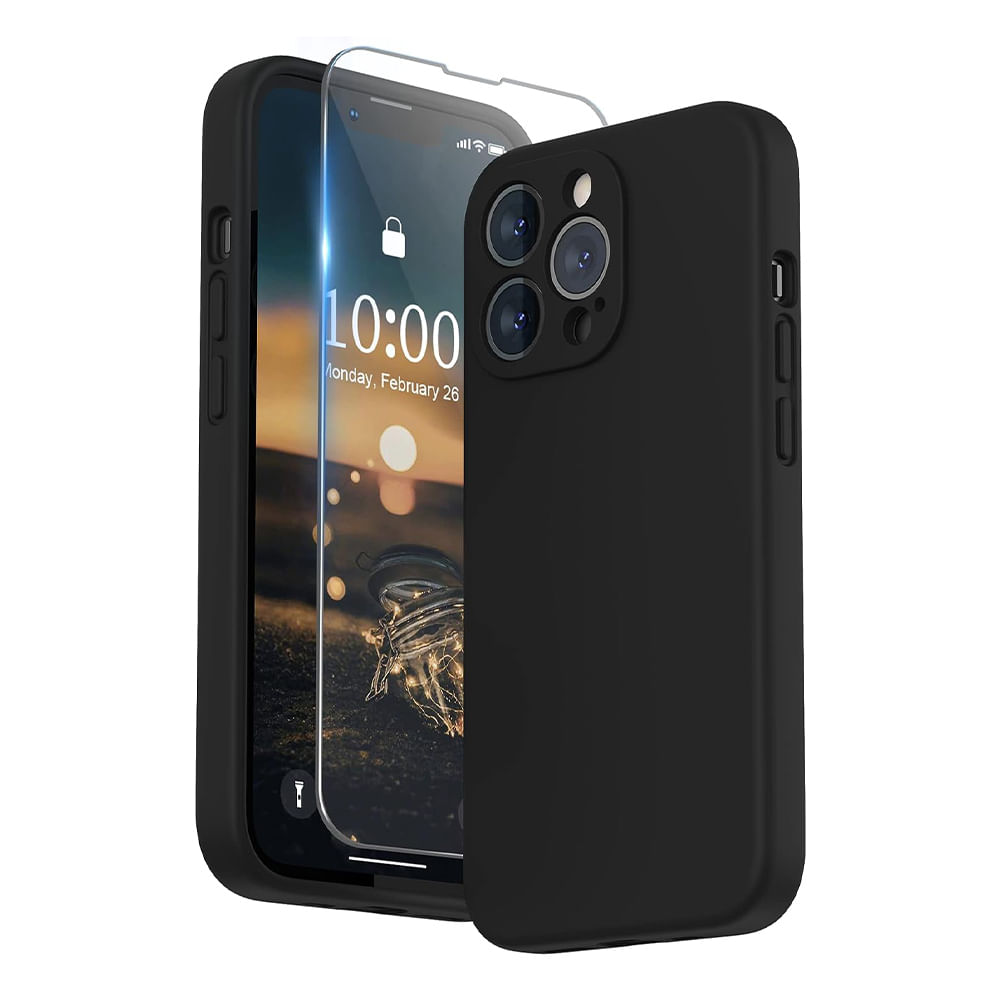 Case para iPhone 13 Pro, amortiguador de choques, protección de cámaras, negro