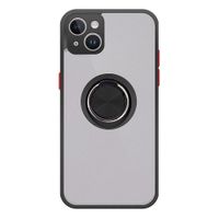 Case para iPhone 13 con anillo, amortiguador de choques, protección de cámaras, negro