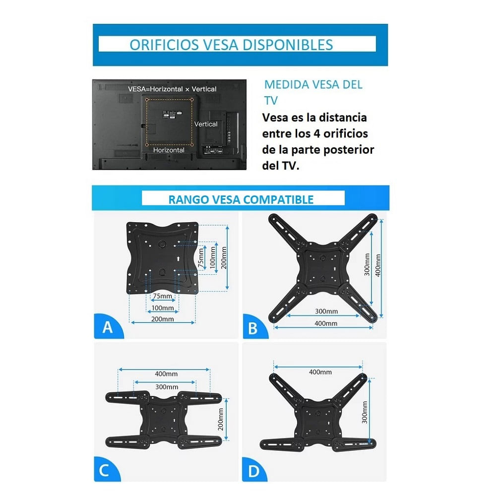 Imagen 2 del producto Rack TV Expo Rack ERP-40 26""-55"", soporte móvil 3 giros, plegable, VESA 75x75 a 400x400 mm, negro
