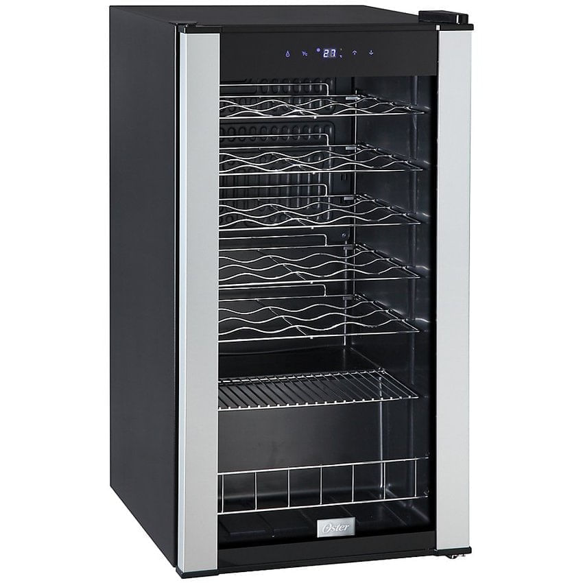 Cava de vino Oster OSPWCC2800B 28 botellas, control digital, 8°C a 27°C, negro