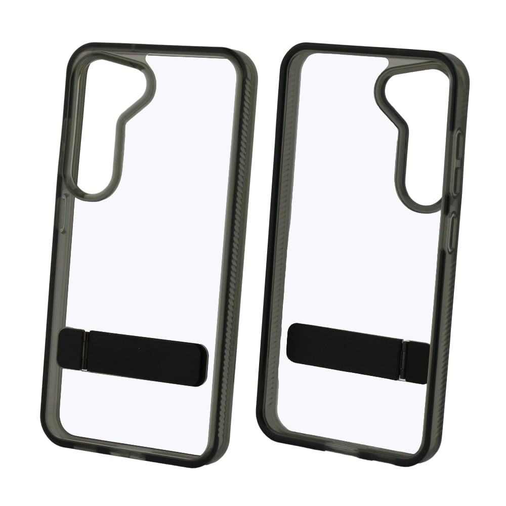 Imagen 2 del producto Case para Samsung S23 rígido con soporte negro, amortiguador de choques, transparente