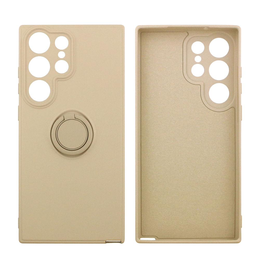 Imagen 2 del producto Case para Samsung Galaxy S23 Ultra con anillo de soporte, amortiguador de choques, protección de cámaras, crema