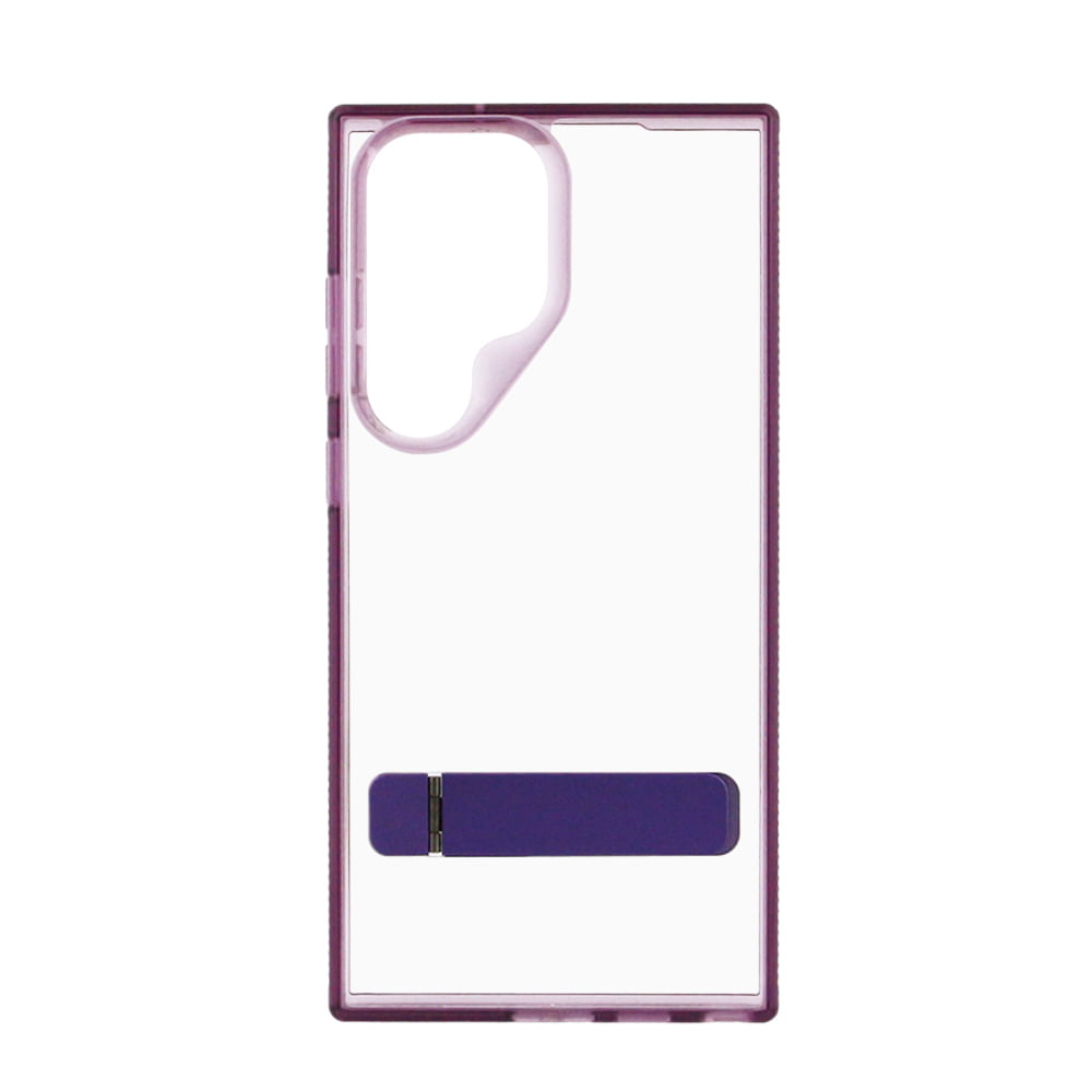 Imagen 2 del producto Case para Samsung Galaxy S23 Ultra con soporte morado, amortiguador de choques, transparente