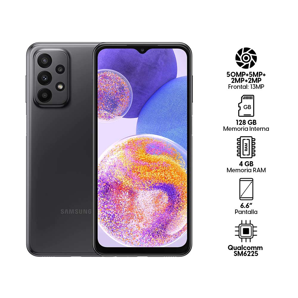 Imagen 2 del producto Reacondicionado: Celular Samsung Galaxy A23 128GB, 4GB RAM, cámara trasera 50MP y frontal 8MP, 6.6"", negro