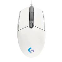 Reacondicionado: Mouse gamer alámbrico Logitech G203 Lightsync, conexión usb, 8000 dpi, 6 botones, luces RGB, blanco