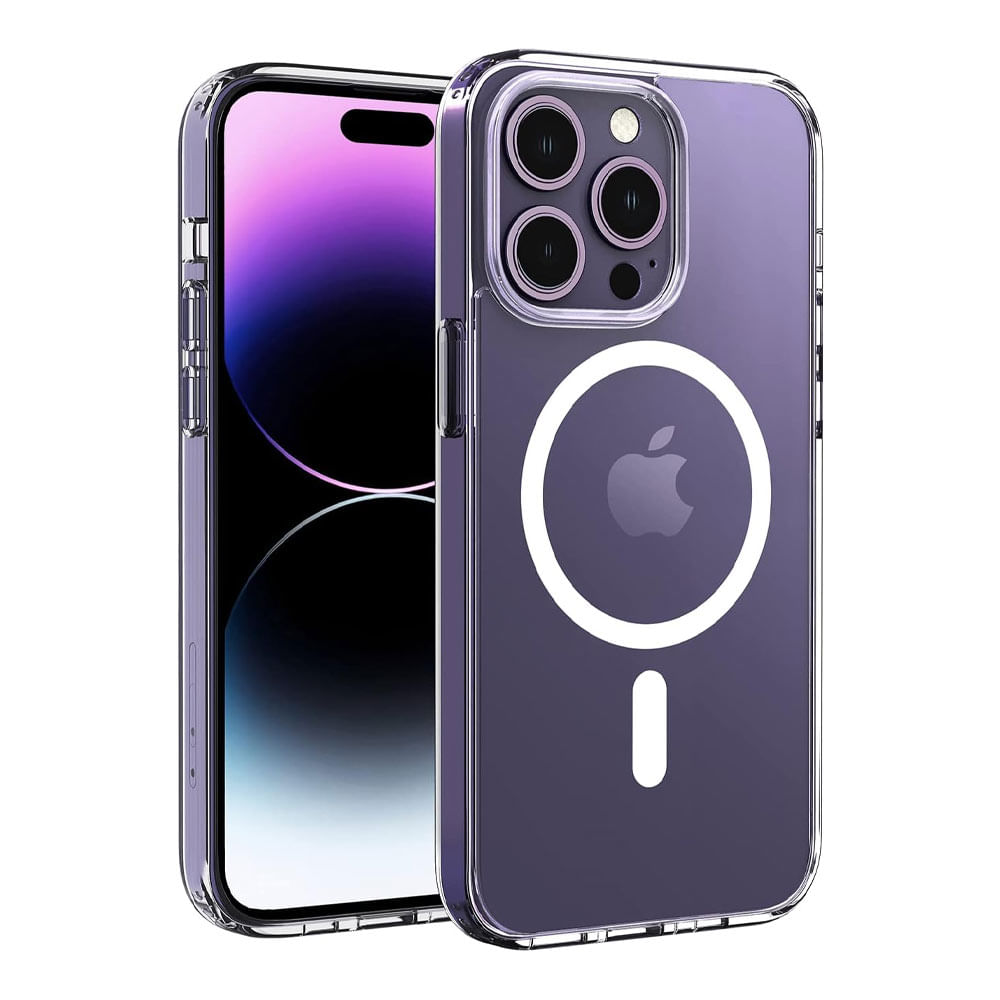Case para iPhone 14 Pro Max con MagSafe para carga inalámbrica, para accesorios magnéticos, TPU rígido, transparente