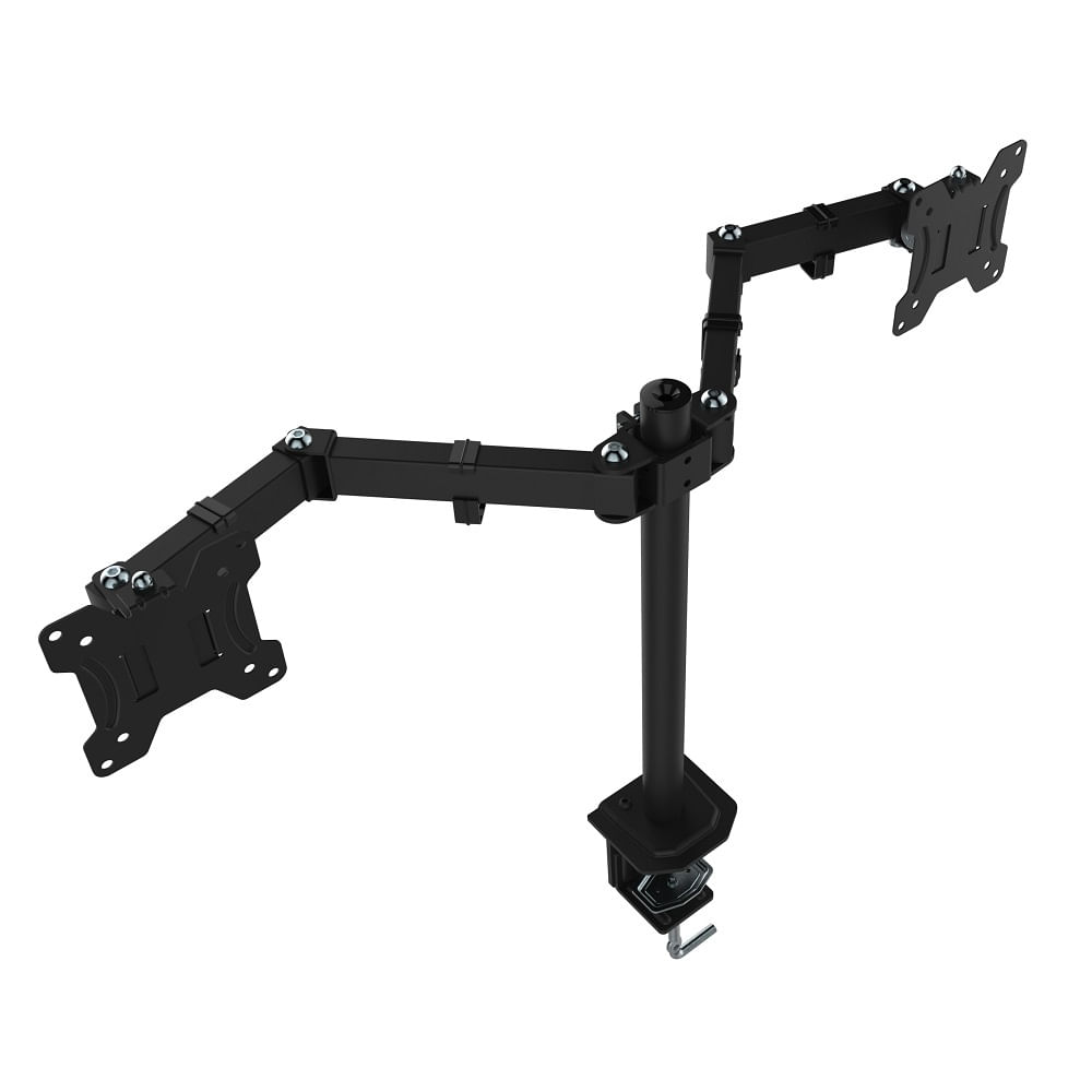Rack Monitor 13"-32" EXPO RACK, MD1327, Soporte de Escritorio para 2 Monitores Móvil de 3 giros, Negro