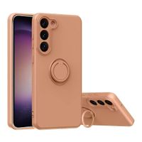 Case para Samsung Galaxy S23 con anillo de soporte, amortiguador de choques, protección de cámaras, rosado