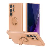 Case para Samsung Galaxy S23 Ultra con anillo de soporte, amortiguador de choques, protección de cámaras, rosado