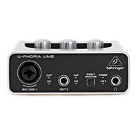 Interfaz de audio USB Behringer UM2, 2×2 canales, preamplificador Xenyx con phantom +48V, resolución 48 kHz