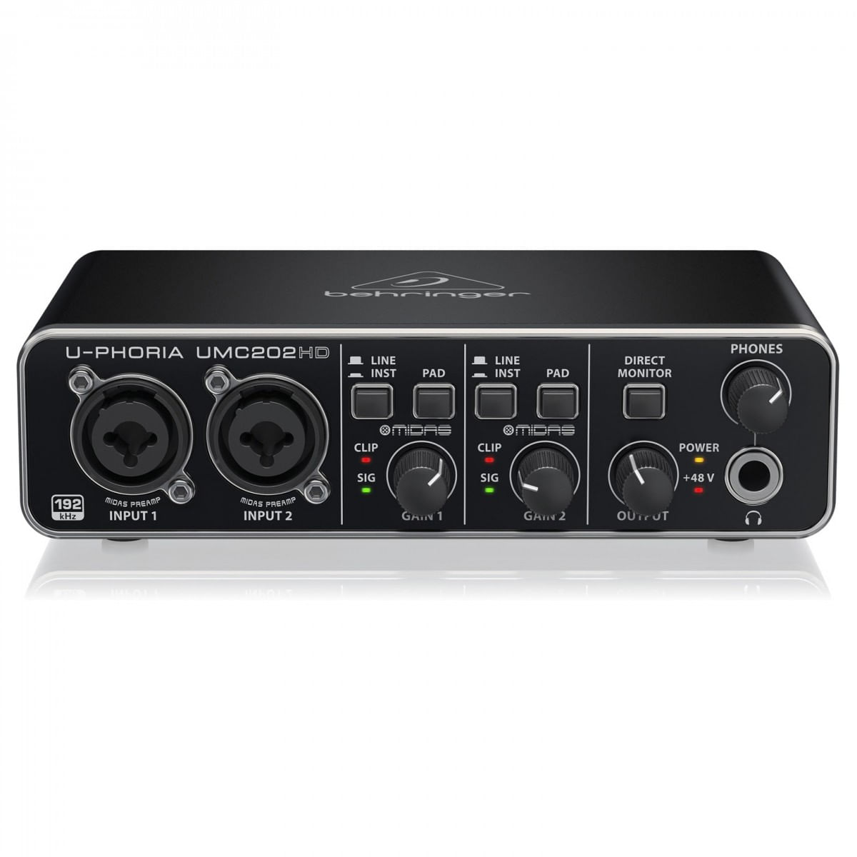 Interfaz de audio Uphoria Umc202hd, conector USB, 110dB, color negro