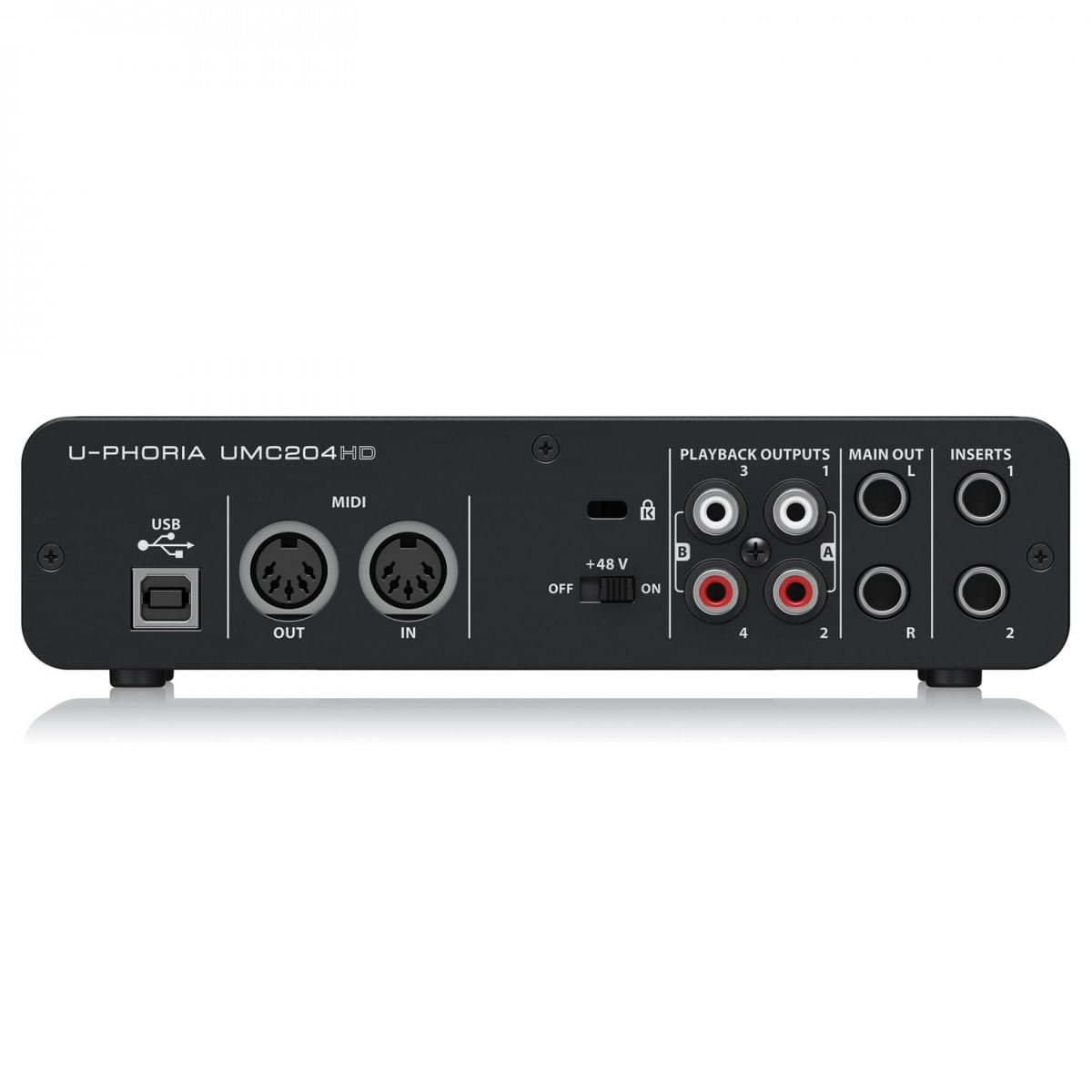Imagen 2 del producto Interfaz de audio Behringer U-Phoria UMC204HD, USB, 2x4, preamplificadores MIDAS, compatible con micrófono, guitarra, bajo y teclado, negro