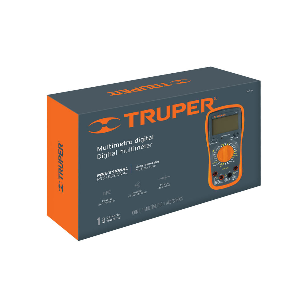 Imagen 2 del producto Multímetro Multitester digital Truper Mut-39, pantalla LCD