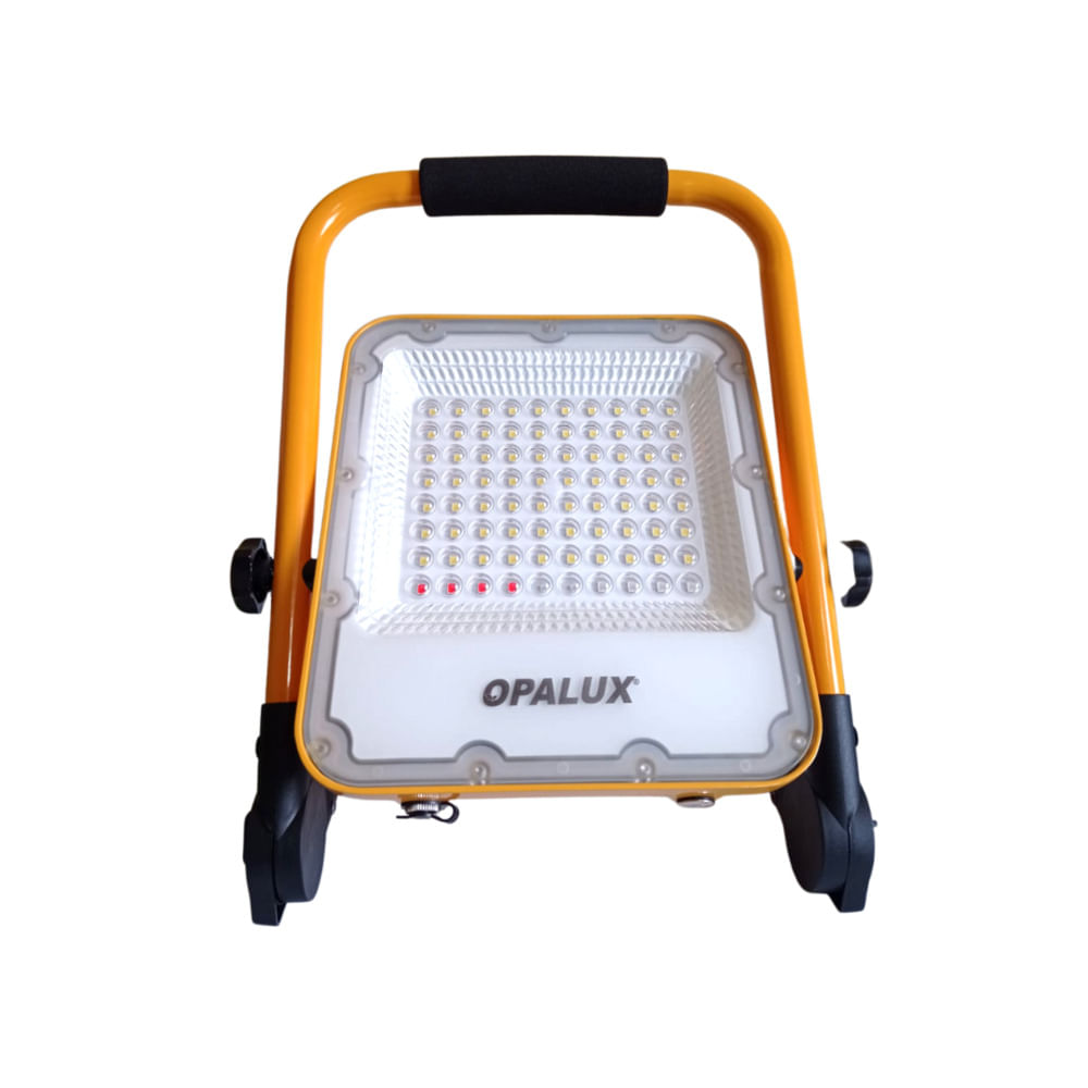 Reflector para exterior Opalux 50w, recargable, IP65, 80 leds, amarillo