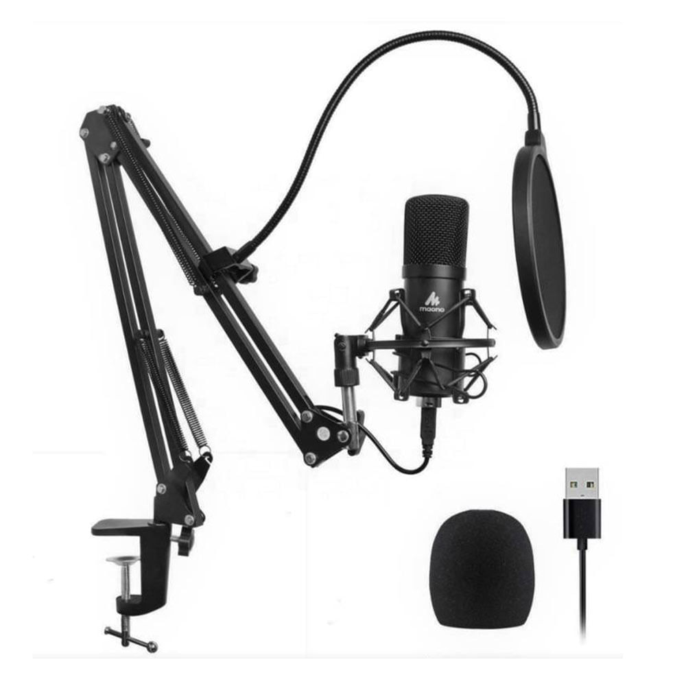 Set de micrófono Maono AU-A04 USB Streaming, Mount Antishock + Soporte + Filtro Pop