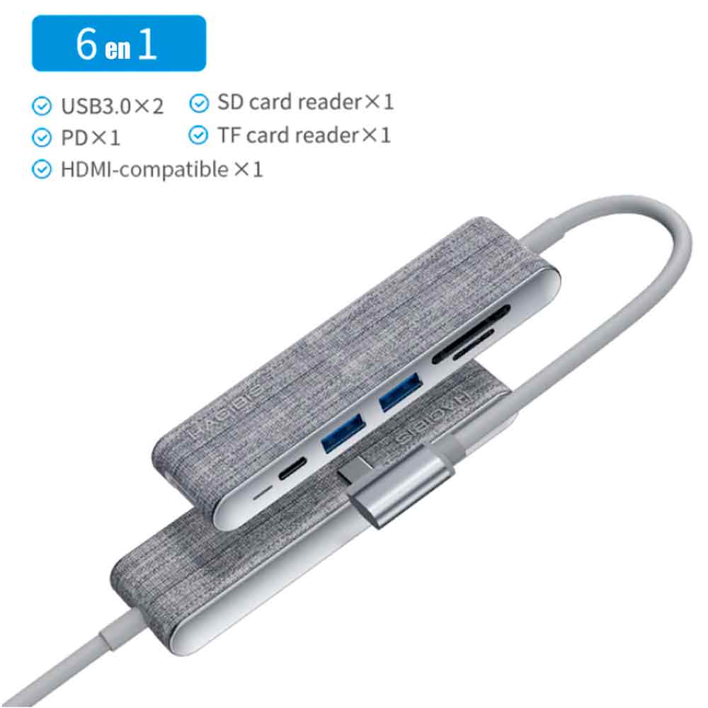 Imagen 2 del producto Pack adaptador USB C con puertos HDMI 4K/2xUSB3.0/PD + Cable HDMI 2.1