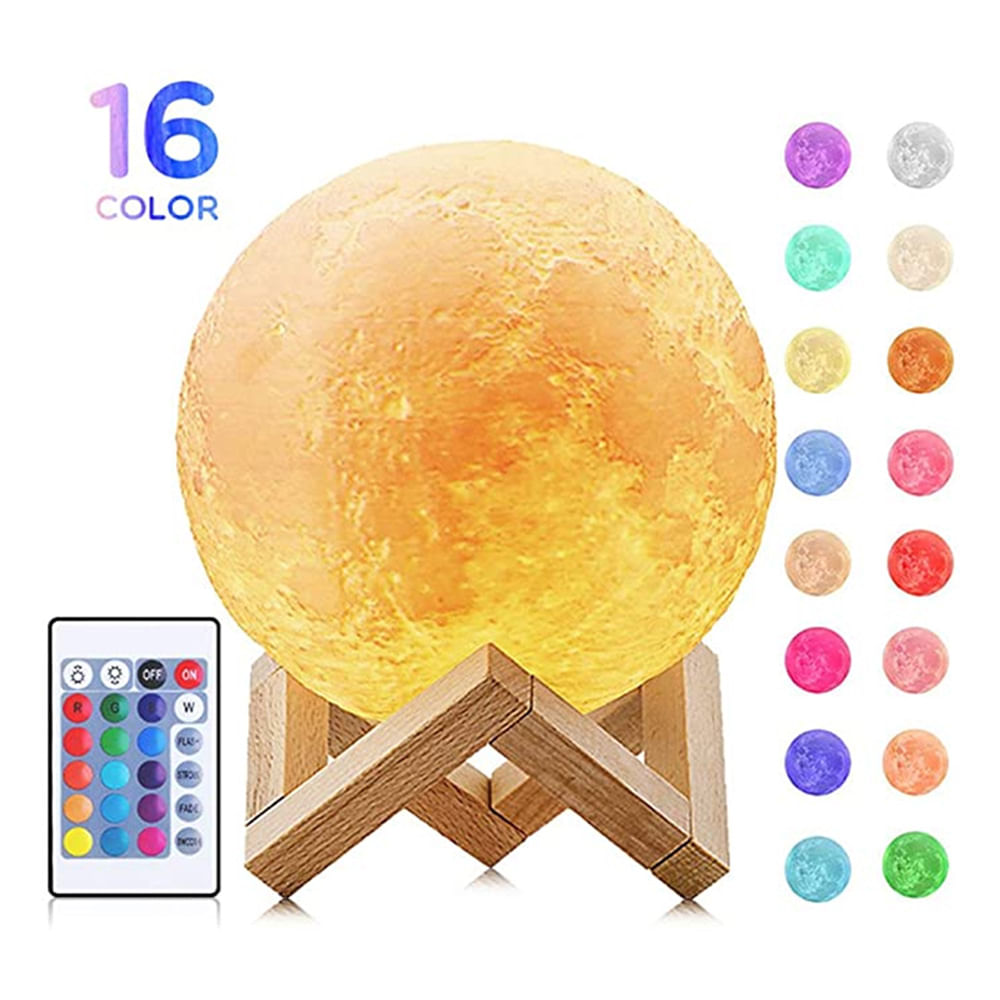 Imagen 2 del producto Lámpara De Luna Led 3D,16 Colores , USB Recargable, control remoto, táctil