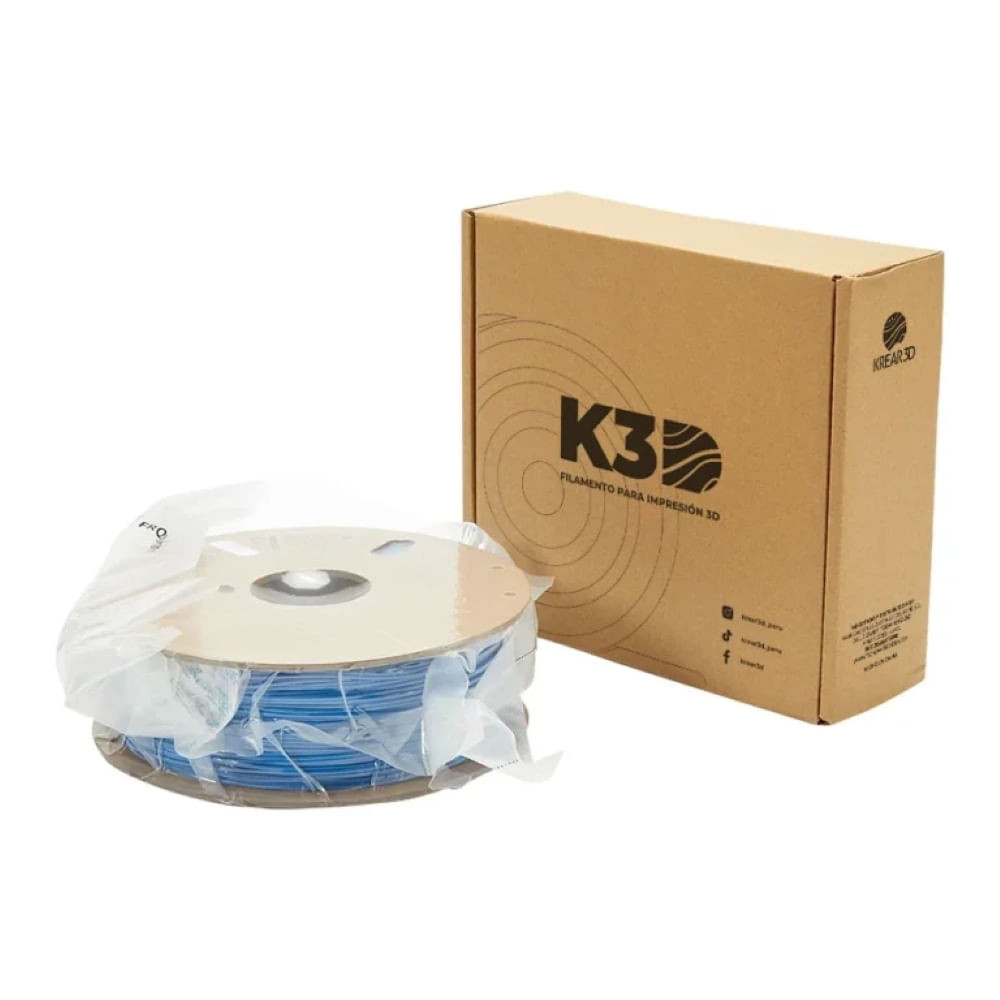 Imagen 2 del producto Filamento K3D PLA Azul Mate (1.75mm, 1Kg)