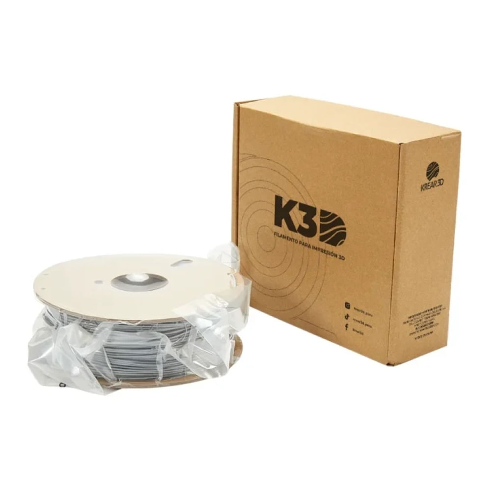 Imagen 2 del producto Filamento K3D PLA Gris Mate (1.75mm, 1Kg)