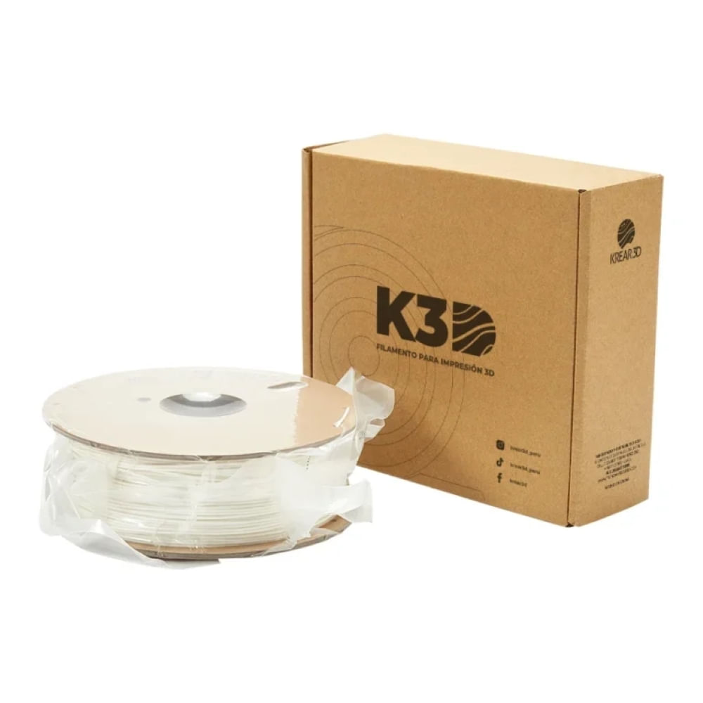 Imagen 2 del producto Filamento K3D PLA Blanco Mate (1.75mm, 1Kg)