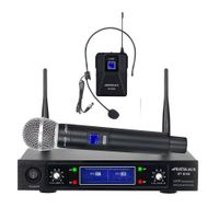 Micrófono inalámbrico frecuencia UHF, receptor Base, x2 UN (Convencional + bodypack)