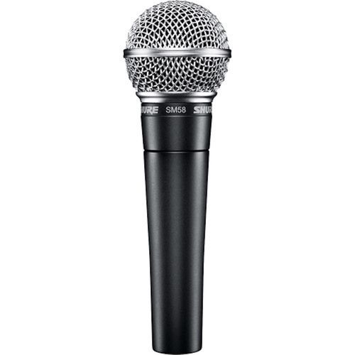 Micrófono alámbrico Shure SM58 dinámico, cardioide, compatible con cable XLR, sistema antigolpes, negro
