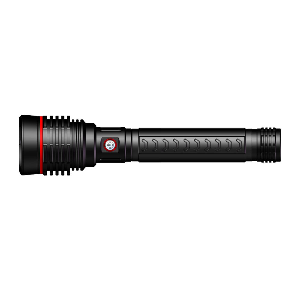 Linterna led de aluminio Roadtrip recargable, 10,000 lúmenes, negro y rojo