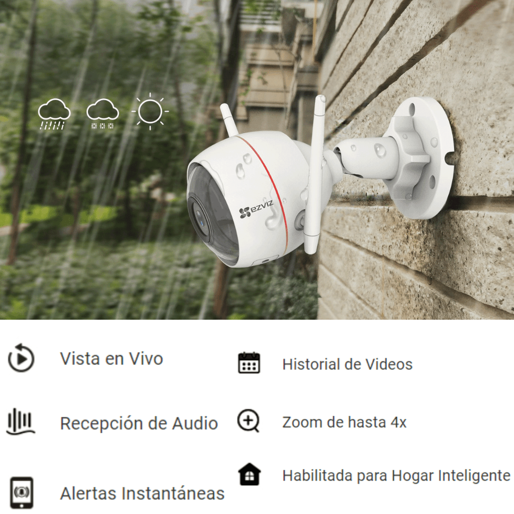 Imagen 2 del producto Cámara de seguridad Ezviz C3W Pro wifi, exterior 2K, fijo, detección de personas con tecnología de IA