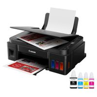 Impresora multifuncional Canon Pixma G3110, inyección de tinta, inalámbrica, Wi-Fi, con tanques recargables + 4 botellas de tinta