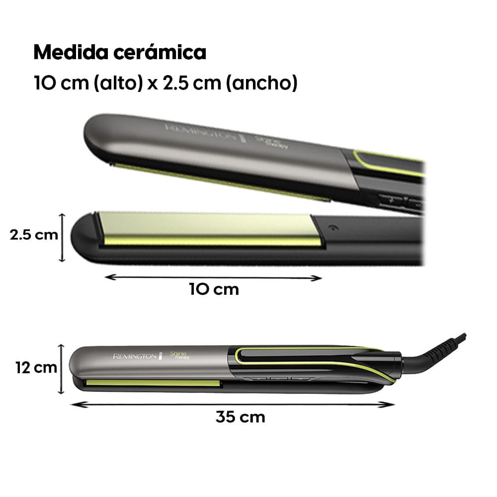 Imagen 2 del producto Alisadora Remington Shine Therapy placas cerámica de palta y macadamia, 230°C, cable 1.8 m, negro y verde (reempacado)