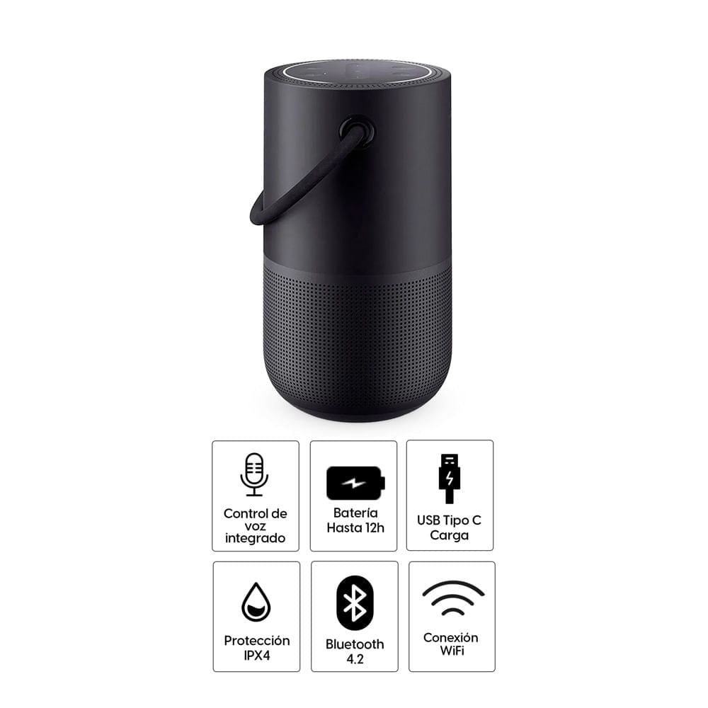 Imagen 2 del producto Parlante bluetooth Bose Home Portable Smart Speaker con asa, IPX4, máx. 12 horas, negro (reempacado)