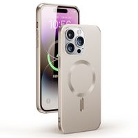 Case para iPhone 14 Pro con Magsafe para carga inalámbrica, para accesorios magnéticos,TPU rígido, metalizado mate dorado