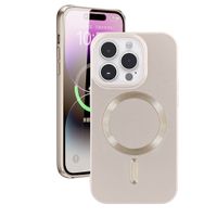 Case para Iphone 14 Pro Max con MagSafe para carga inalámbrica, para accesorios magnéticos, TPU rígido, metalizado mate dorado