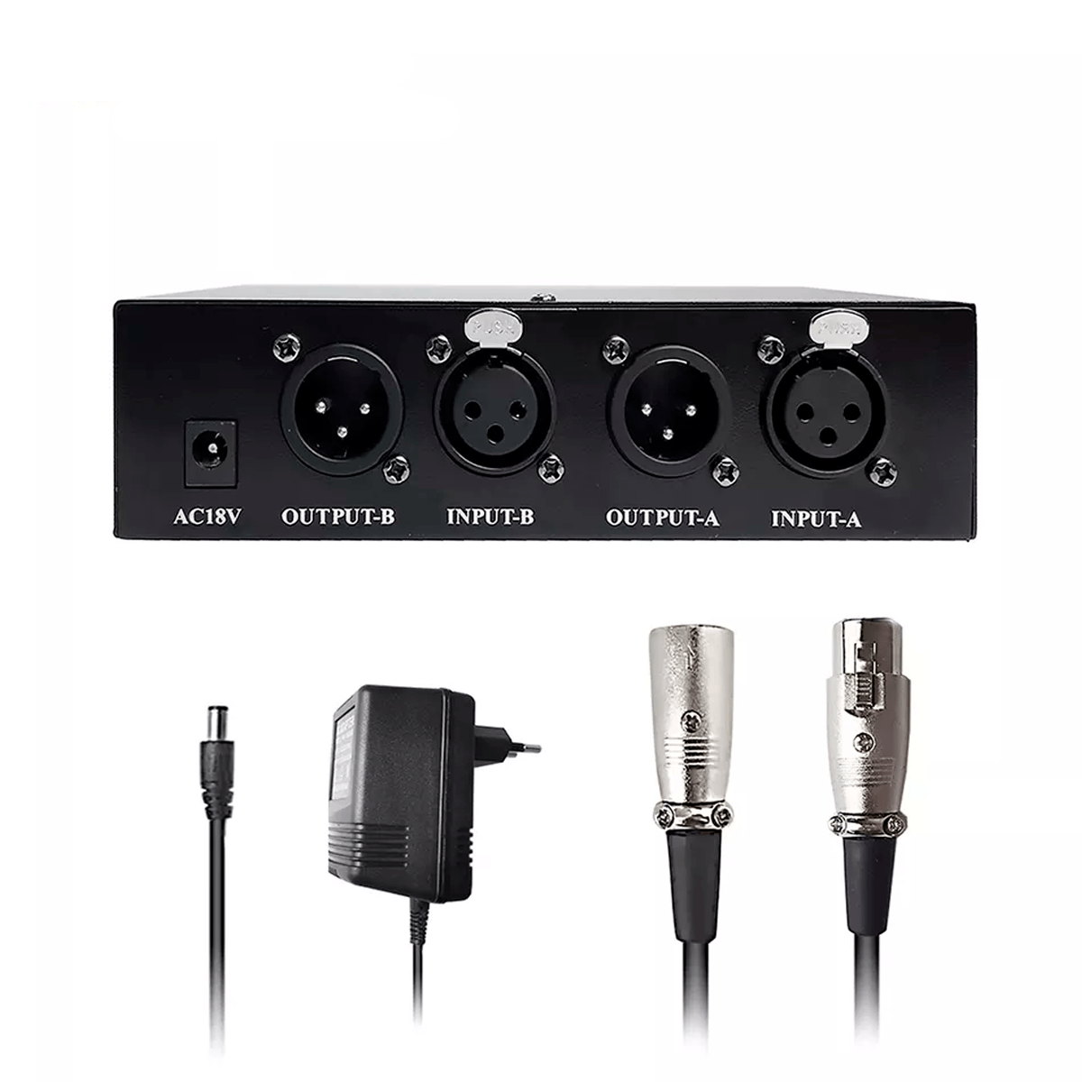 Phantom Power 48V para 2 micrófonos condensadores de estudio, negro