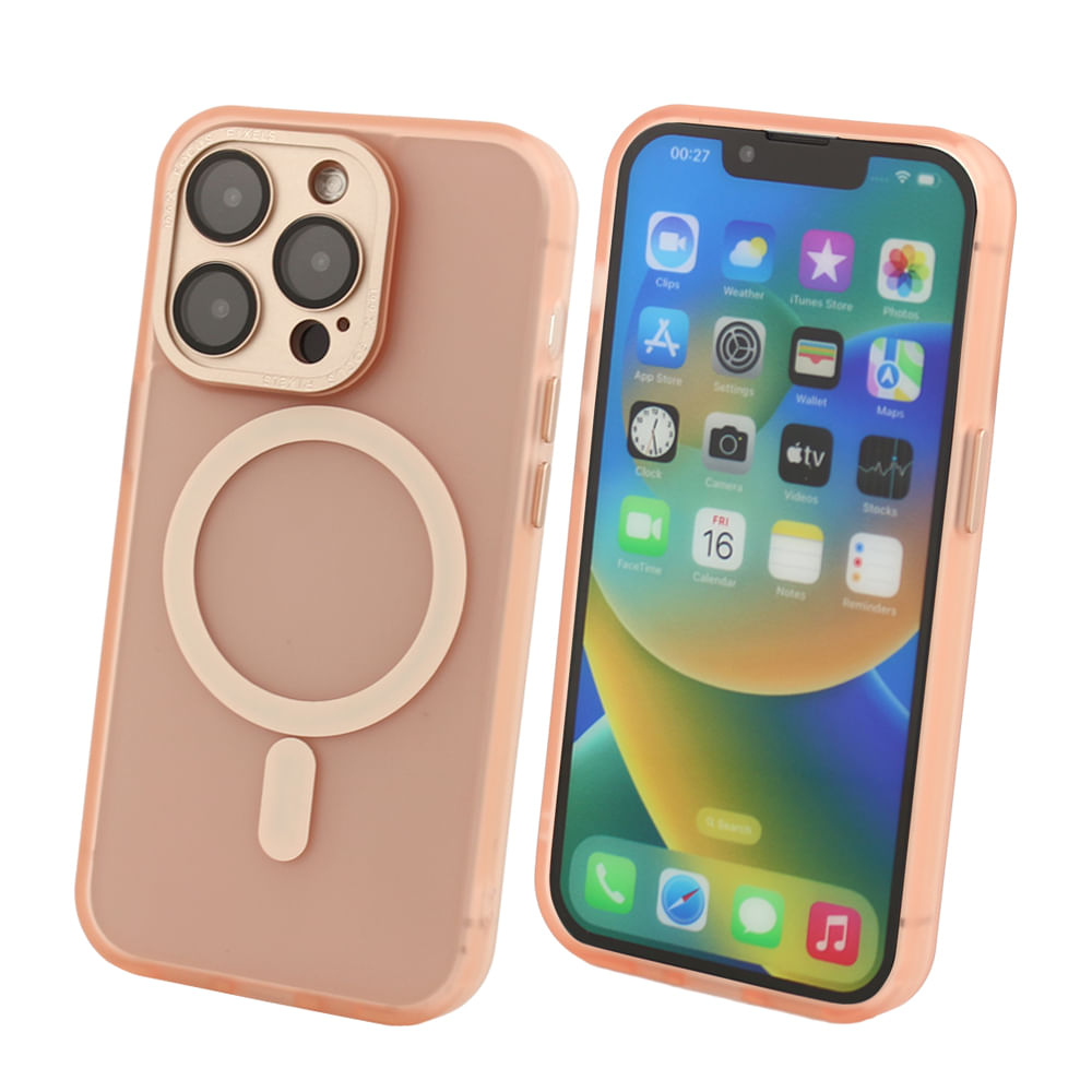 Case para iPhone 14 Pro con Magsafe para carga inalámbrica, rosado