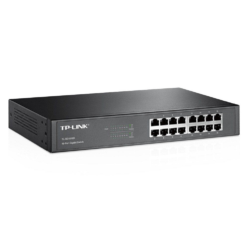 Switch de 16 puertos Gigabit metalico TL-SG1016D TP-LINK montaje rack