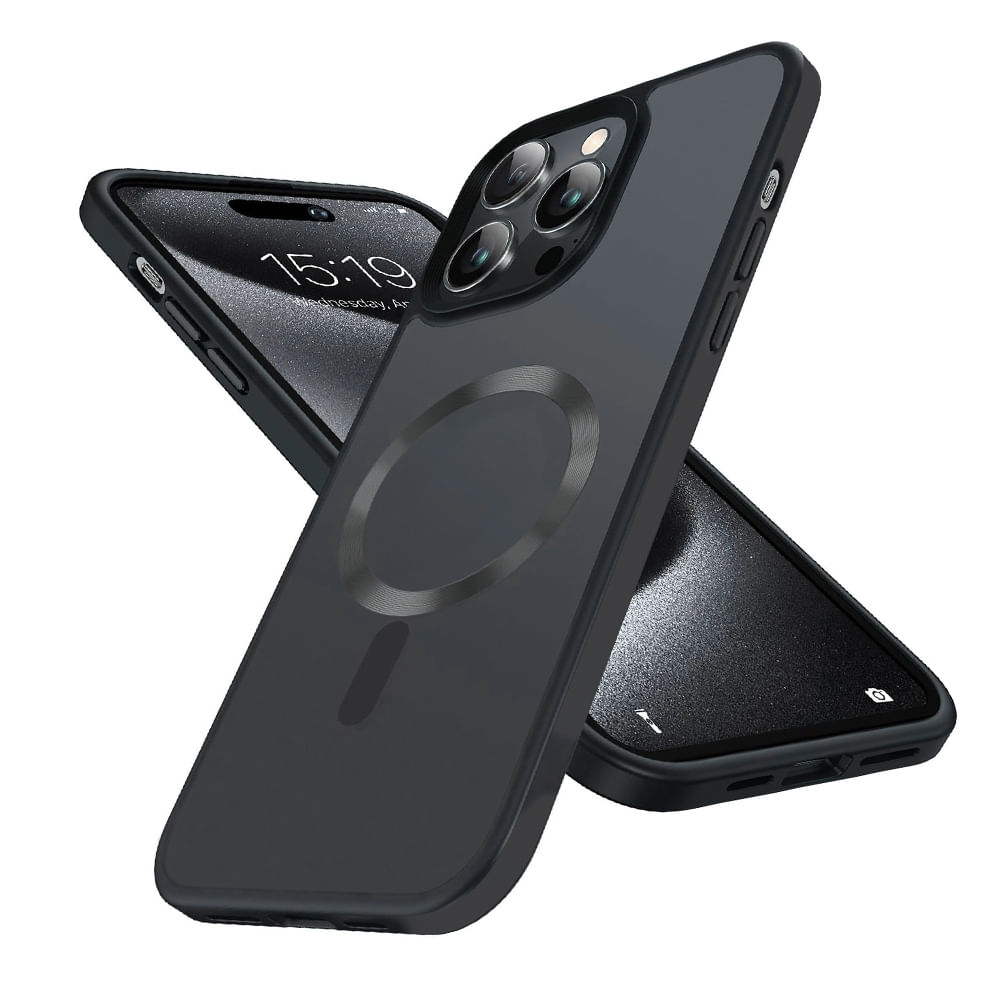 Case para iPhone 14 Pro con MagSafe para carga inalámbrica, para accesorios magnéticos,TPU rígido, metalizado negro