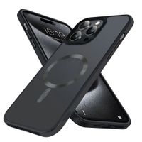 Case para iPhone 14 Pro Max con MagSafe para carga inalámbrica, para accesorios magnéticos,TPU rígido, metalizado mate negro